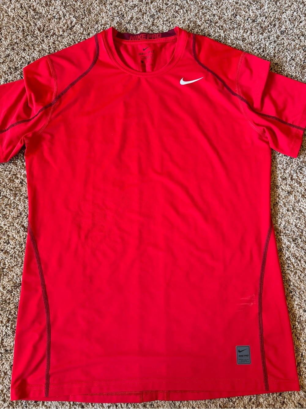 Nike Men's Red Short-Sleeve Swim Rash Guard Top